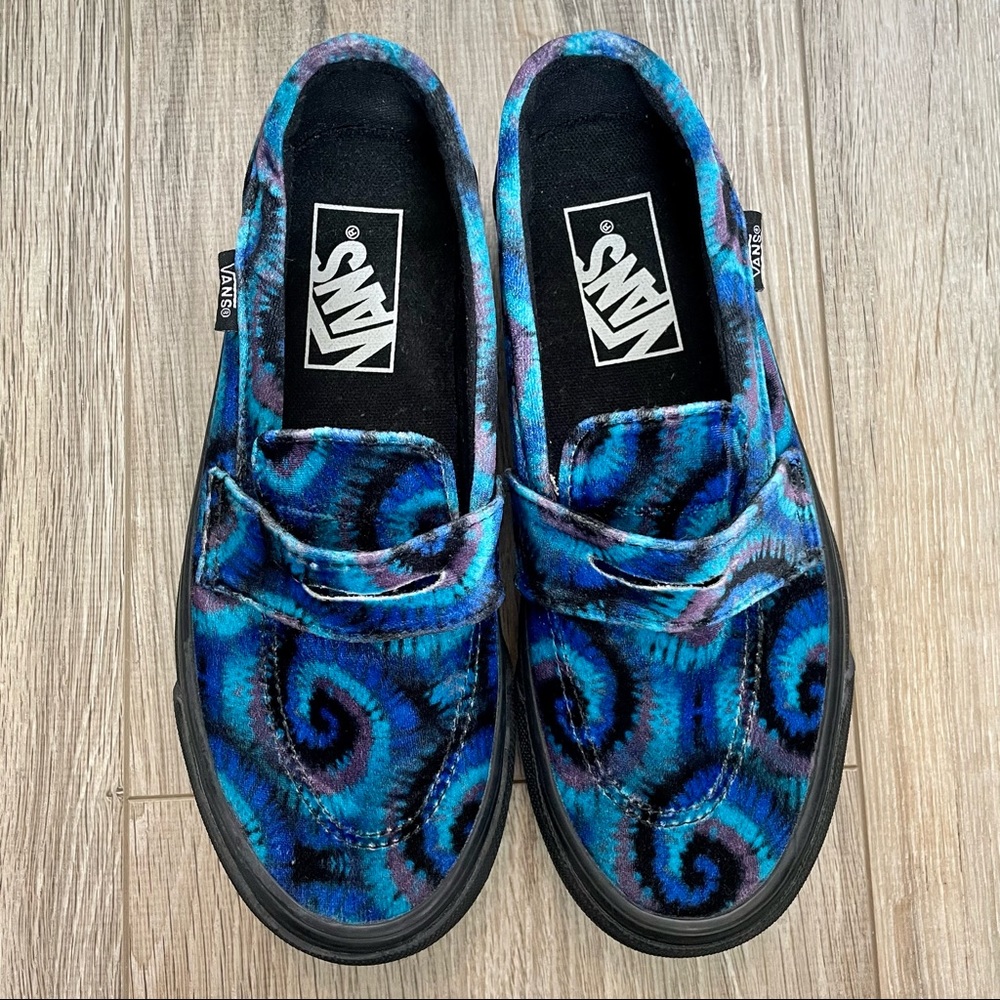 VANS Crushed Velvet Tie Dye Penny Loafer Platform Sneaker Y2K 90s 80s